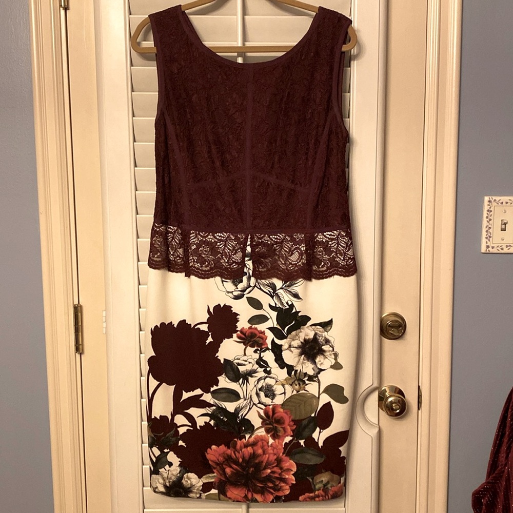Phase Eight size 16 lace tank sheath dress with peplum trim